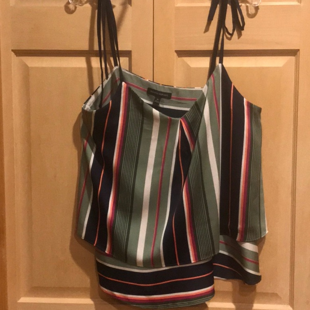 New Banana Republic Green, Black and White Asymmetrical Camisole